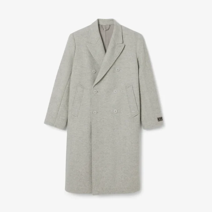 Abrigo de lana con diseño en V y doble botonadura para hombre
