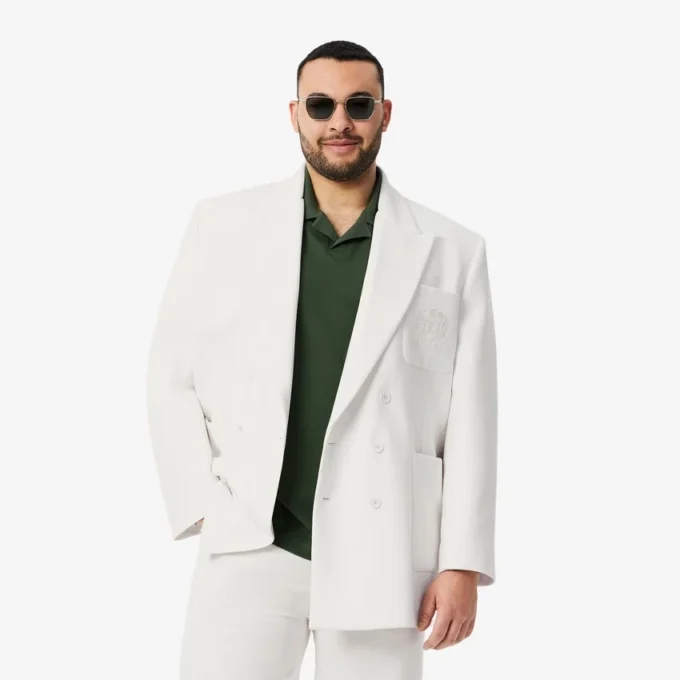 Blazer de hombre de doble botonadura con insignia Heritage bordada