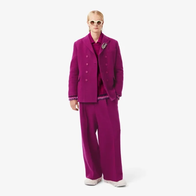 Blazer de lana marmolada de doble botonadura de la pasarela
