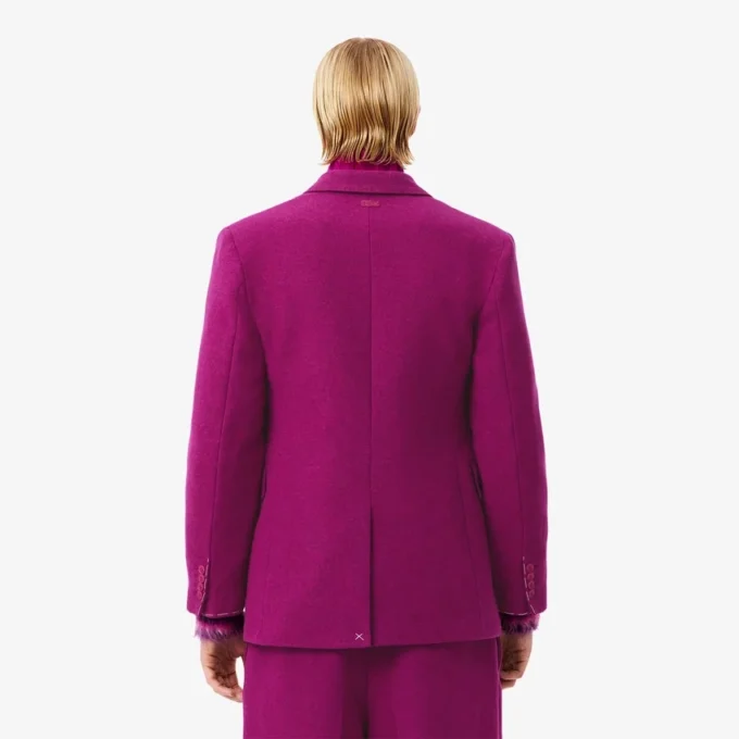 Blazer de lana marmolada de doble botonadura de la pasarela