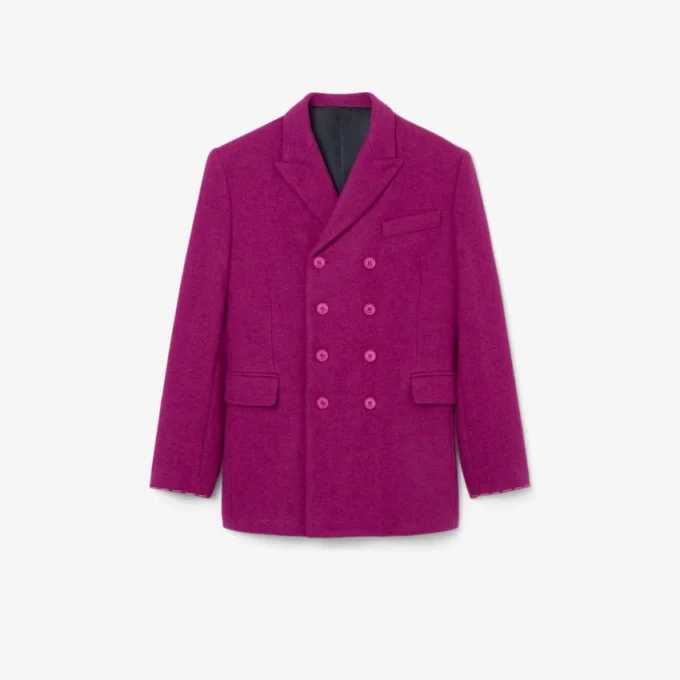 Blazer de lana marmolada de doble botonadura de la pasarela
