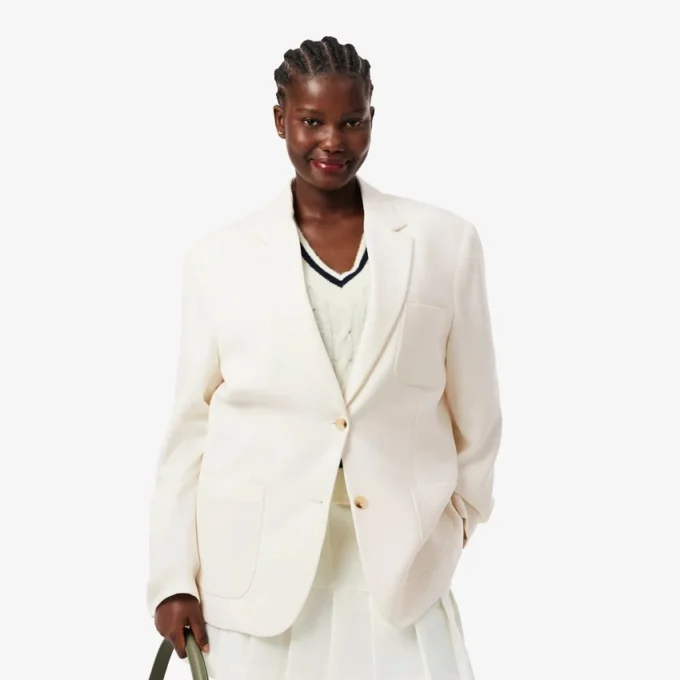 Blazer de sarga de lana para mujer