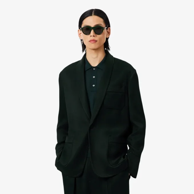 Blazer de satén con cuello chal de la pasarela