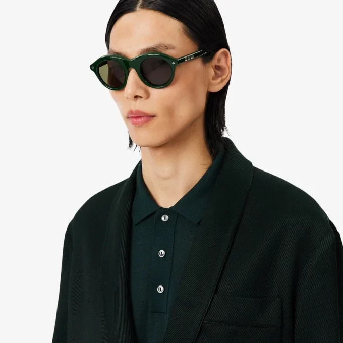 Blazer de satén con cuello chal de la pasarela