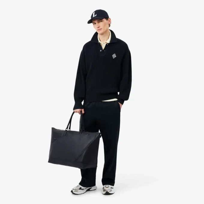 Bolso de fin de semana de piel granulada Lacoste Club