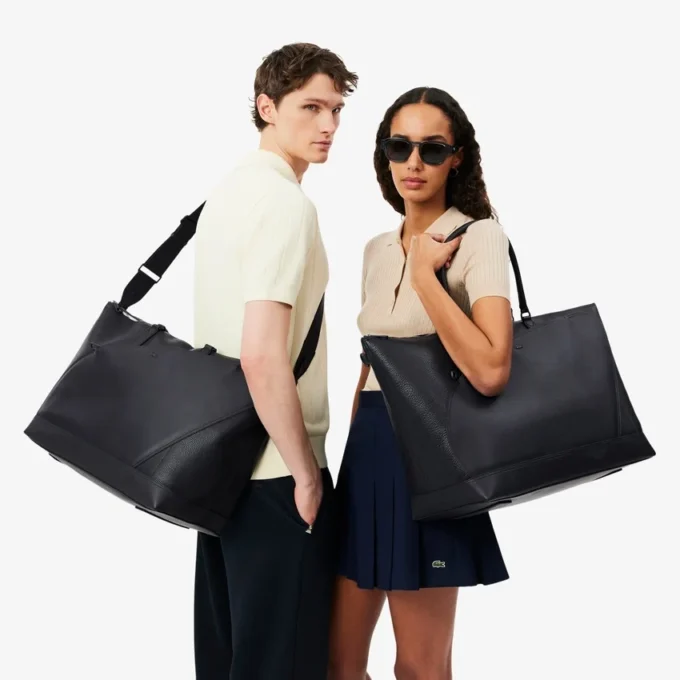 Bolso de fin de semana de piel granulada Lacoste Club