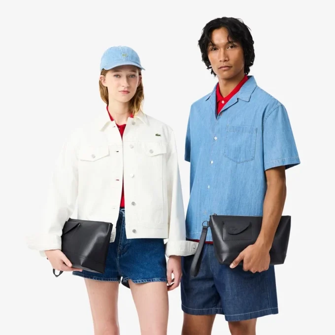 Bolso de mano de piel granulada Lacoste Club