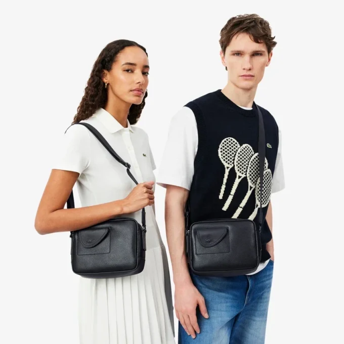 Bolso de mano de piel granulada Lacoste Club