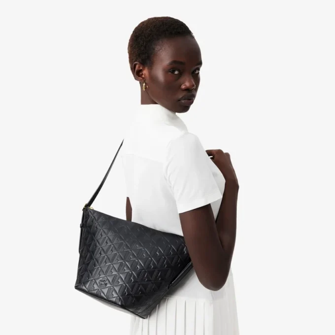 Bolso hobo de piel con relieve Maheki