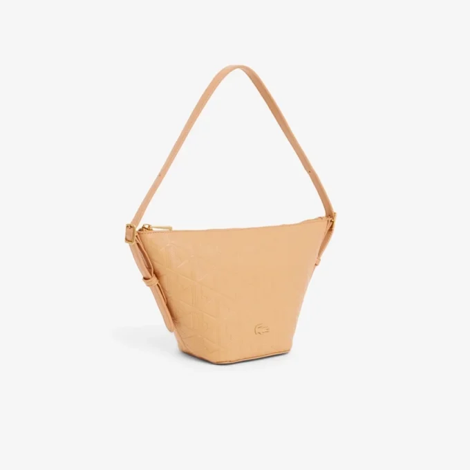 Bolso hobo pequeño de piel con relieve Maheki