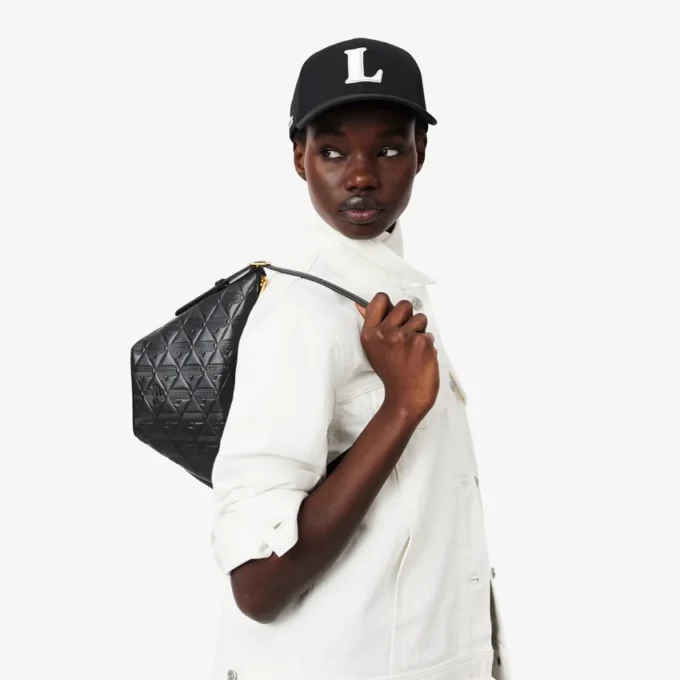 Bolso hobo pequeño de piel con relieve Maheki