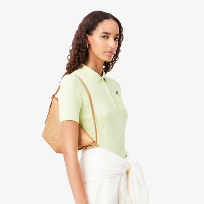 Bolso hobo pequeño de piel con relieve Maheki