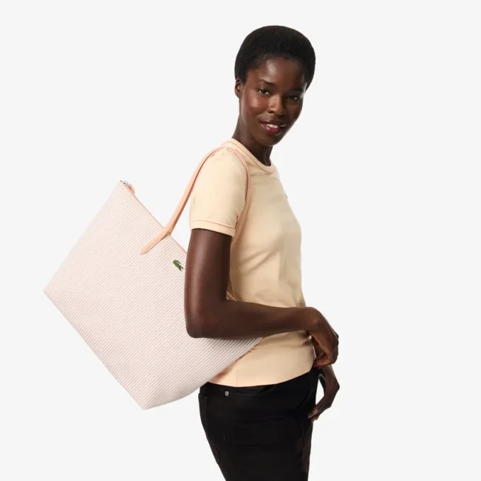 Bolso tote grande a rayas L.12.12 Concept