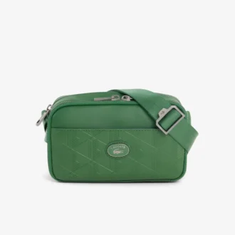 Bolso vertical de cuero con monograma