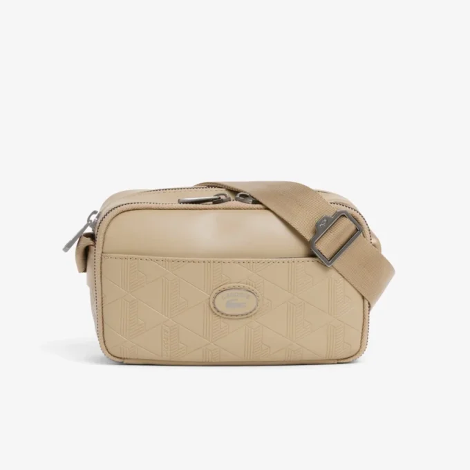 Bolso vertical de cuero con monograma