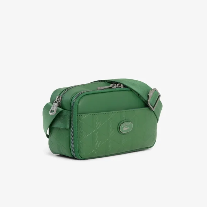 Bolso vertical de cuero con monograma