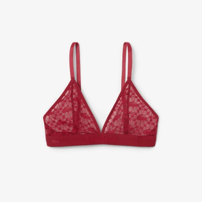 Bralette triangular con encaje y logotipo