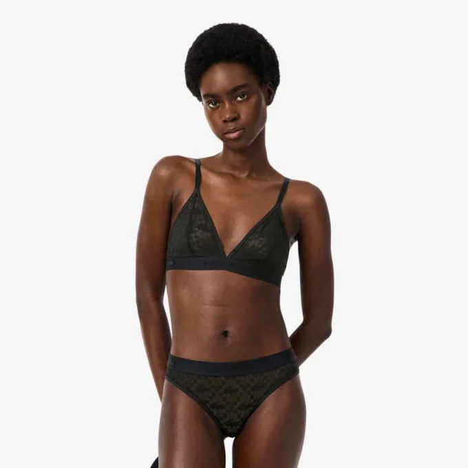Bralette triangular con encaje y logotipo