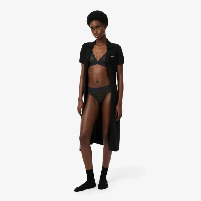 Bralette triangular con encaje y logotipo