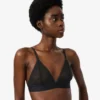 Bralette triangular con encaje y logotipo