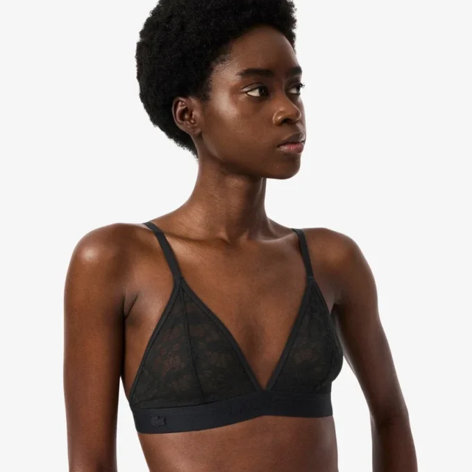 Bralette triangular con encaje y logotipo