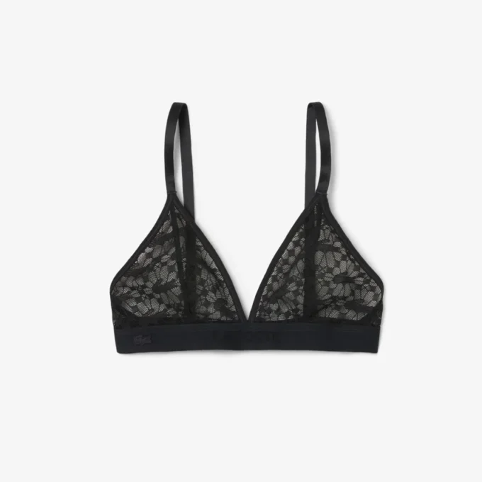 Bralette triangular con encaje y logotipo