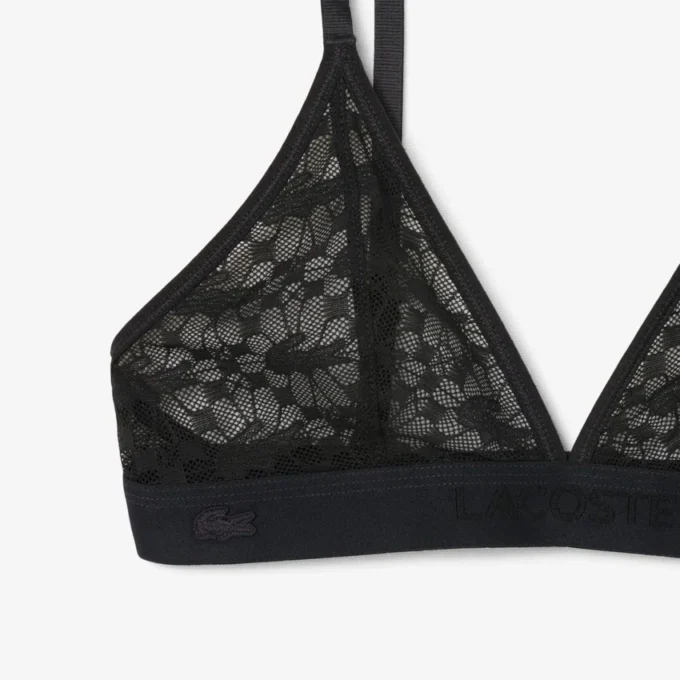 Bralette triangular con encaje y logotipo