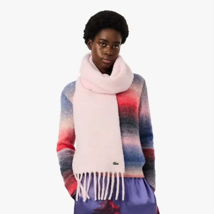 Bufanda con flecos de mezcla de alpaca para mujer