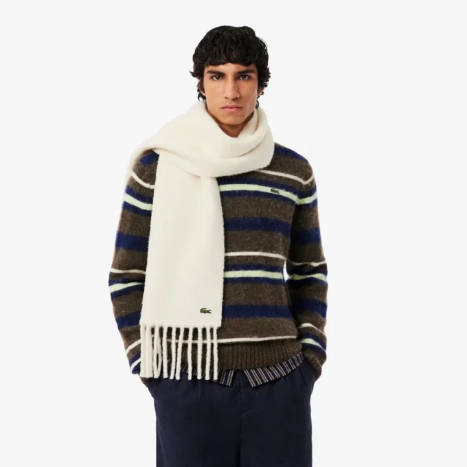 Bufanda unisex de lana de alpaca con flecos
