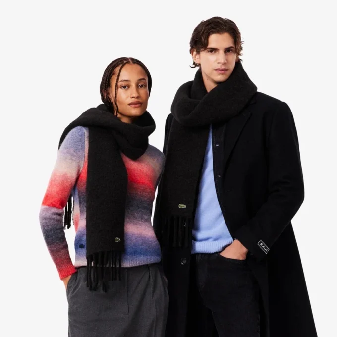 Bufanda unisex de lana de alpaca con flecos