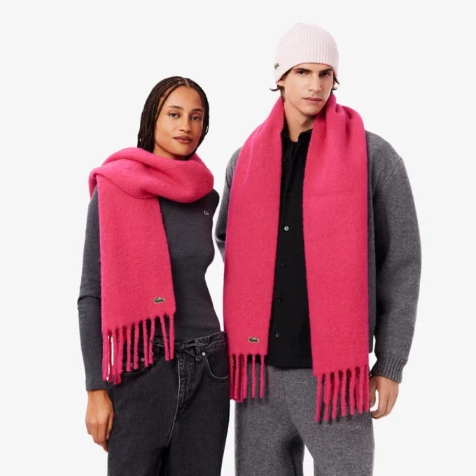 Bufanda unisex de lana de alpaca con flecos