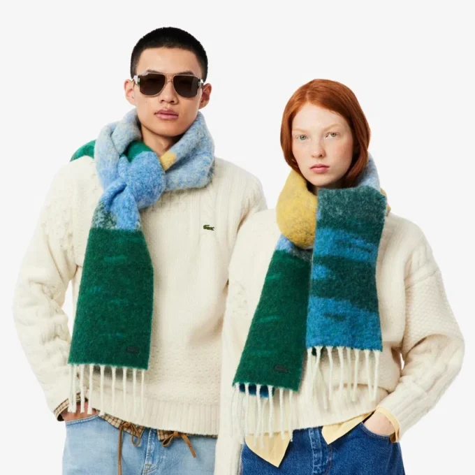 Bufanda unisex de lana de alpaca con motivo paisajístico