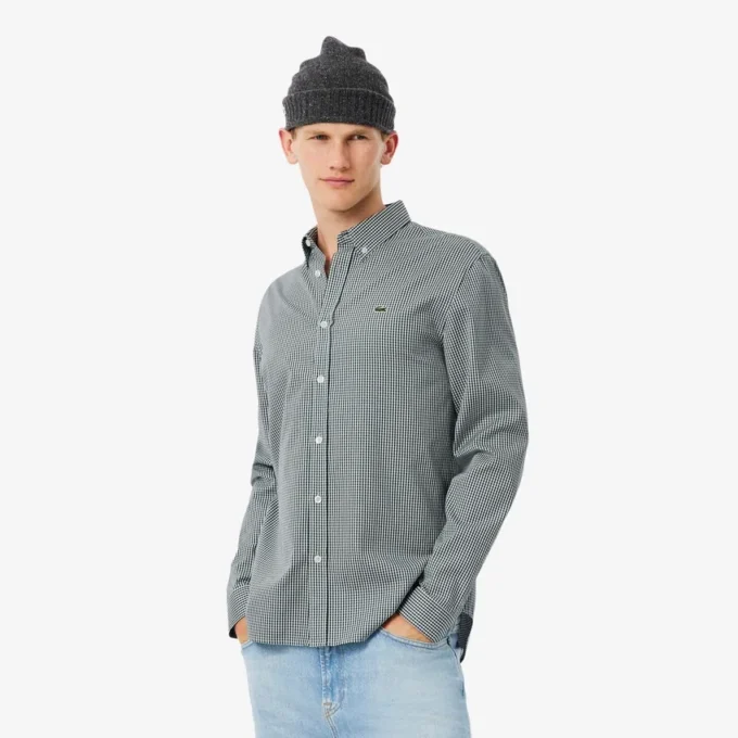 Camisa de algodón a cuadros de corte regular para hombre