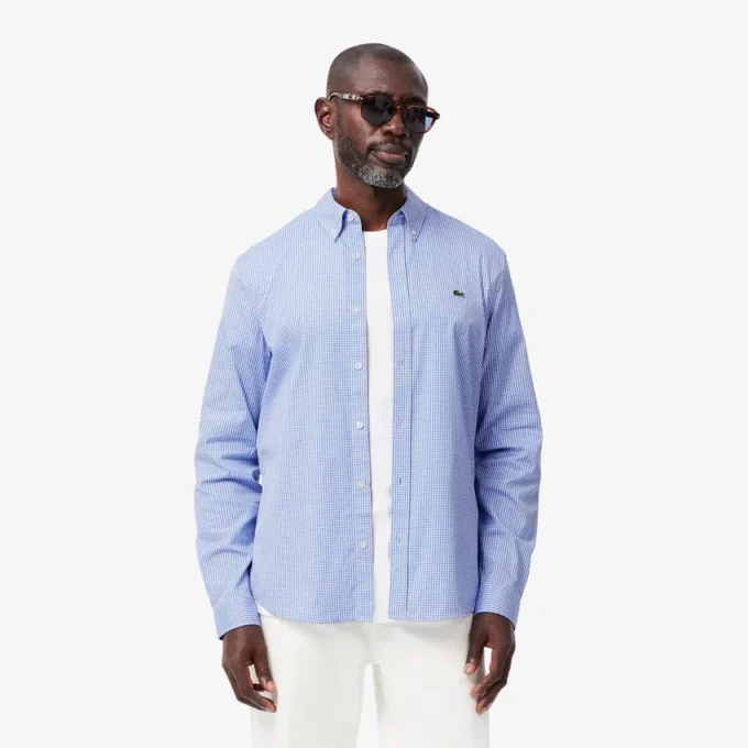 Camisa de algodón a cuadros de corte regular para hombre