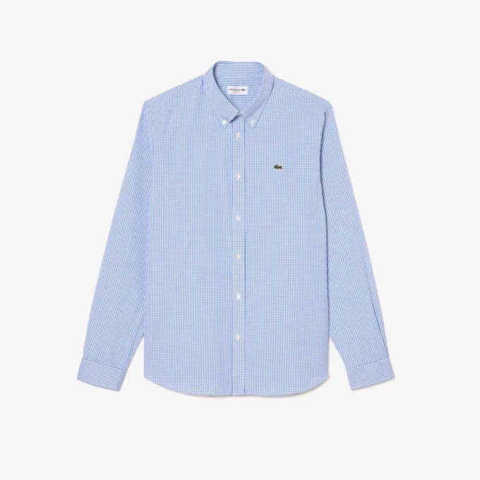 Camisa de algodón a cuadros de corte regular para hombre