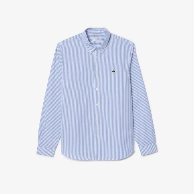Camisa de algodón a rayas de corte regular para hombre