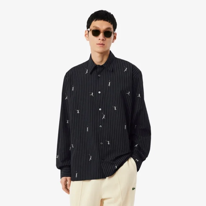 Camisa de algodón bordada de corte holgado