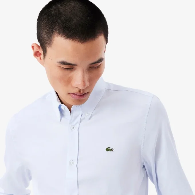 Camisa de algodón de corte entallado para hombre