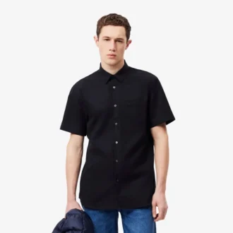 Camisa de algodón de manga corta y corte regular para hombre