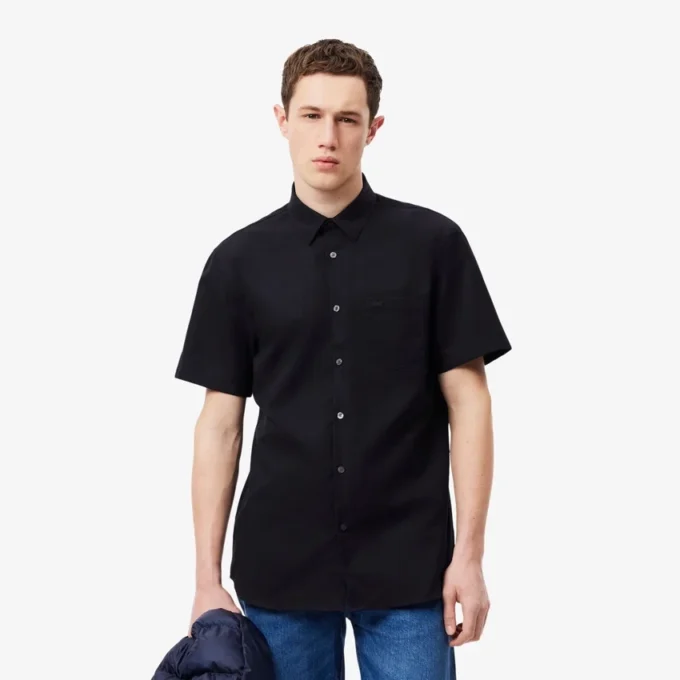 Camisa de algodón de manga corta y corte regular para hombre
