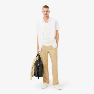Camisa de algodón de manga corta y corte regular para hombre