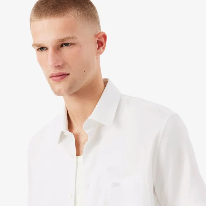 Camisa de algodón de manga corta y corte regular para hombre