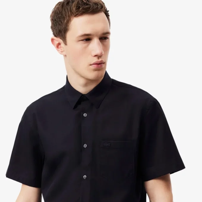 Camisa de algodón de manga corta y corte regular para hombre