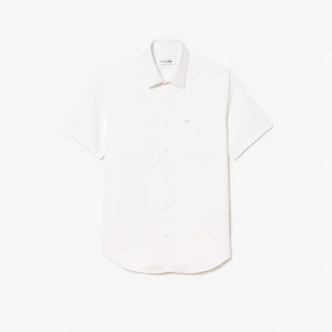 Camisa de algodón de manga corta y corte regular para hombre