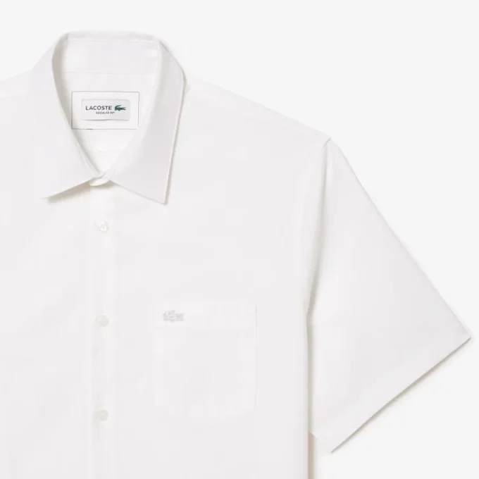 Camisa de algodón de manga corta y corte regular para hombre