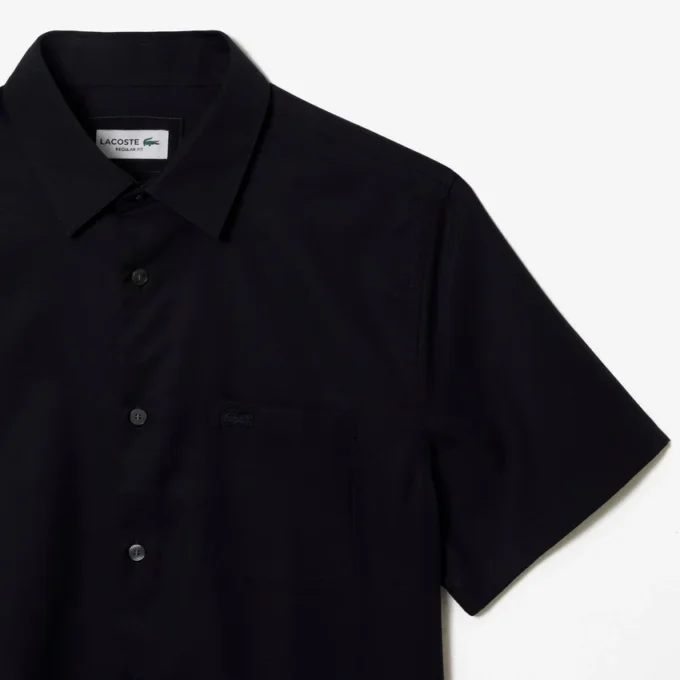 Camisa de algodón de manga corta y corte regular para hombre