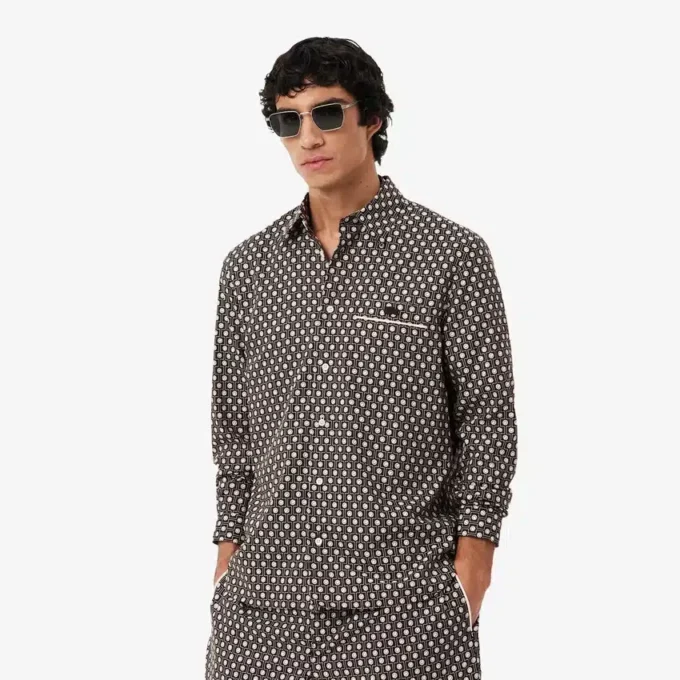 Camisa de algodón estampada de corte regular