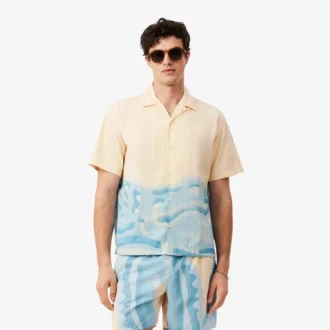 Camisa de cocodrilo a rayas de corte holgado