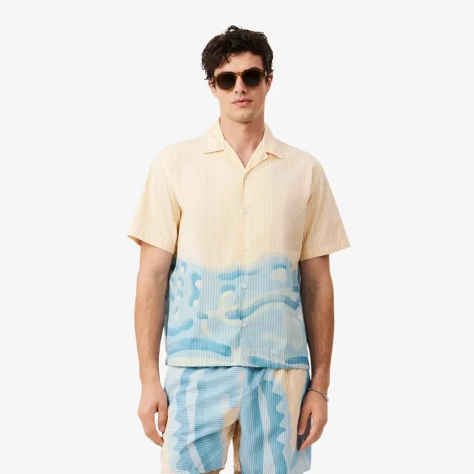 Camisa de cocodrilo a rayas de corte holgado