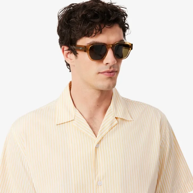 Camisa de cocodrilo a rayas de corte holgado